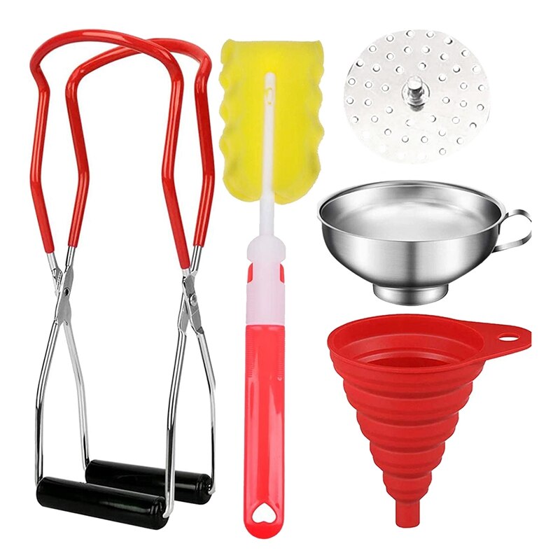 Canning Kits,Canning Jar Lifter with Grip Handle Stainless Steel Canning Wide Funnel,for Kitchen Canning Tools Set: Default Title