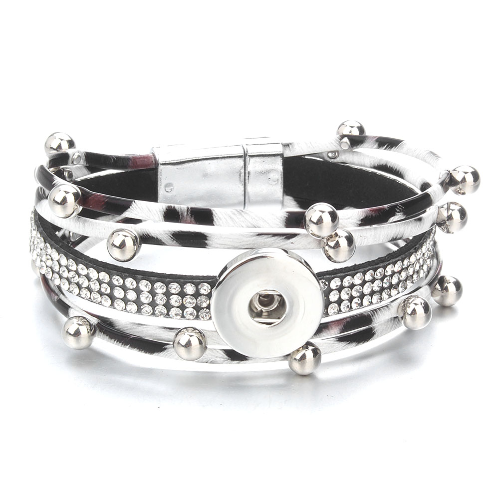 Bracelet en cuir fait à la main, boutons pression de 18mm, Punk, DIY, fabrication de bijoux: 41