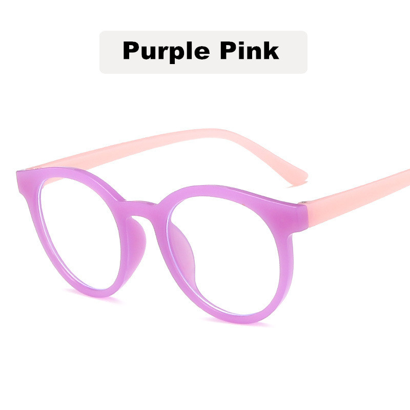 Lunettes transparentes Anti-lumière bleue pour enfants, monture rétro, pour ordinateur,: purple pink
