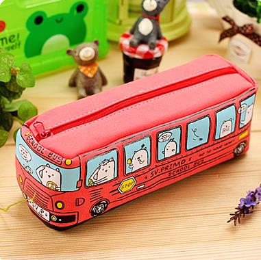 4 cores kawaii grandes sacos de lápis de ônibus 3d caso multifunções 2016 nova capacidade material escolar papelaria quente: 1
