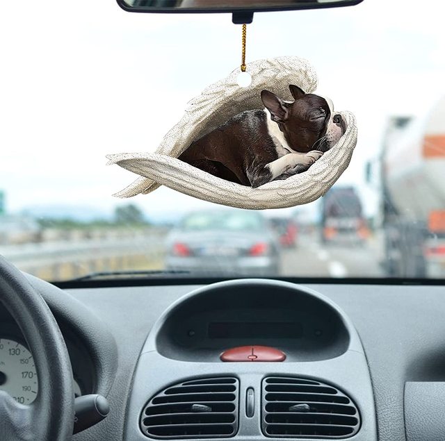 Bil sovende engel hund ornament gravhund weiner hund bil hængende dekoration auto bakspejl vedhæng vedhæng tilbehør: C