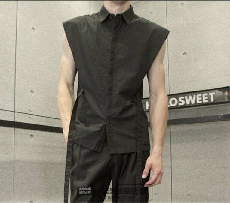 S -5xl miesten vaatteet kampaaja catwalk-tyylinen persoonallinen hihaton paita plus kokoiset laulajaasut