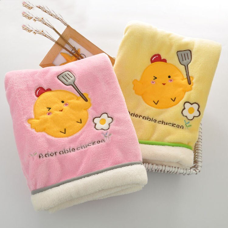Manta de bebé de pollo amarillo en miniatura de dibujos animados 75*100 cm manta de cachemir para niños en la cama manta suave