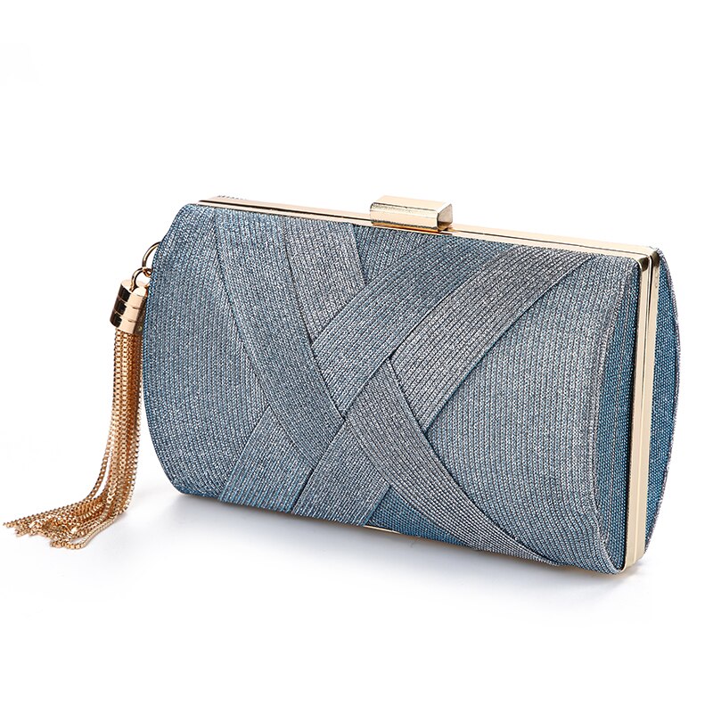 Dames sac à main femmes pochette de mariage Sequin violet sac à main pour mariée luxe gland sac à bandoulière ZD1495: Blue