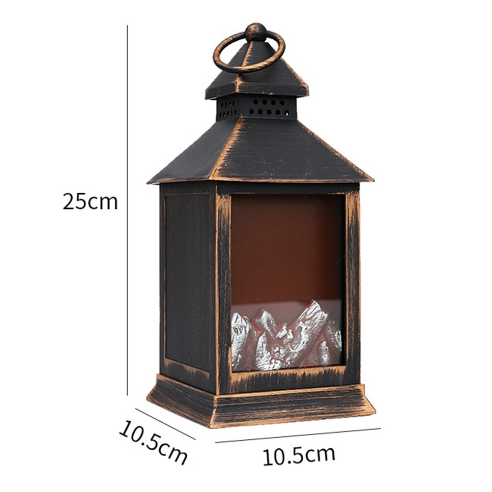 Retro Fireplace Lamp LED Flame Lantern Portable Oil Lamp Wind Lamp Simulation Flame Halloween Party Decor Props Home Ornaments: 01