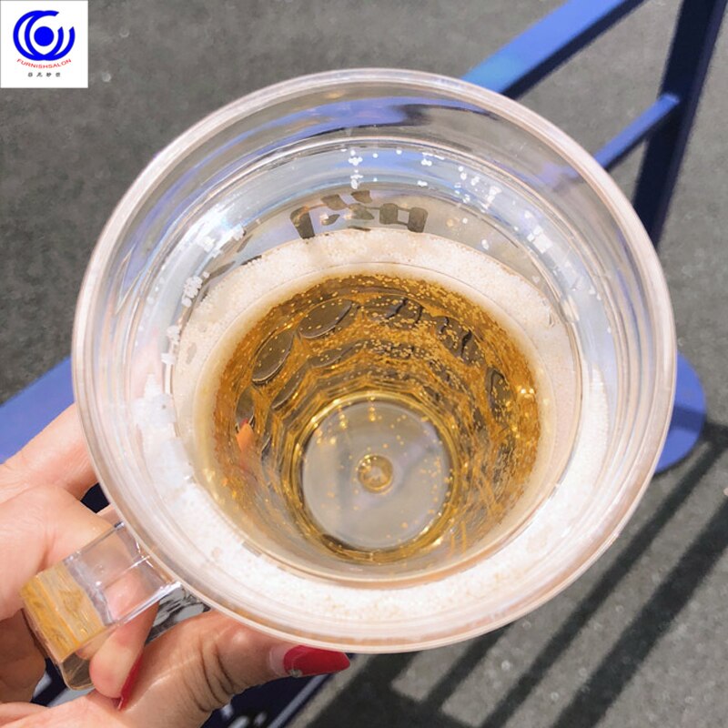 funny Summer Cold Beer Mug Spoofing Water Ice Cup Mezzanine Double Layer Refrigeration Coffee Tea Milk cafe Novelty