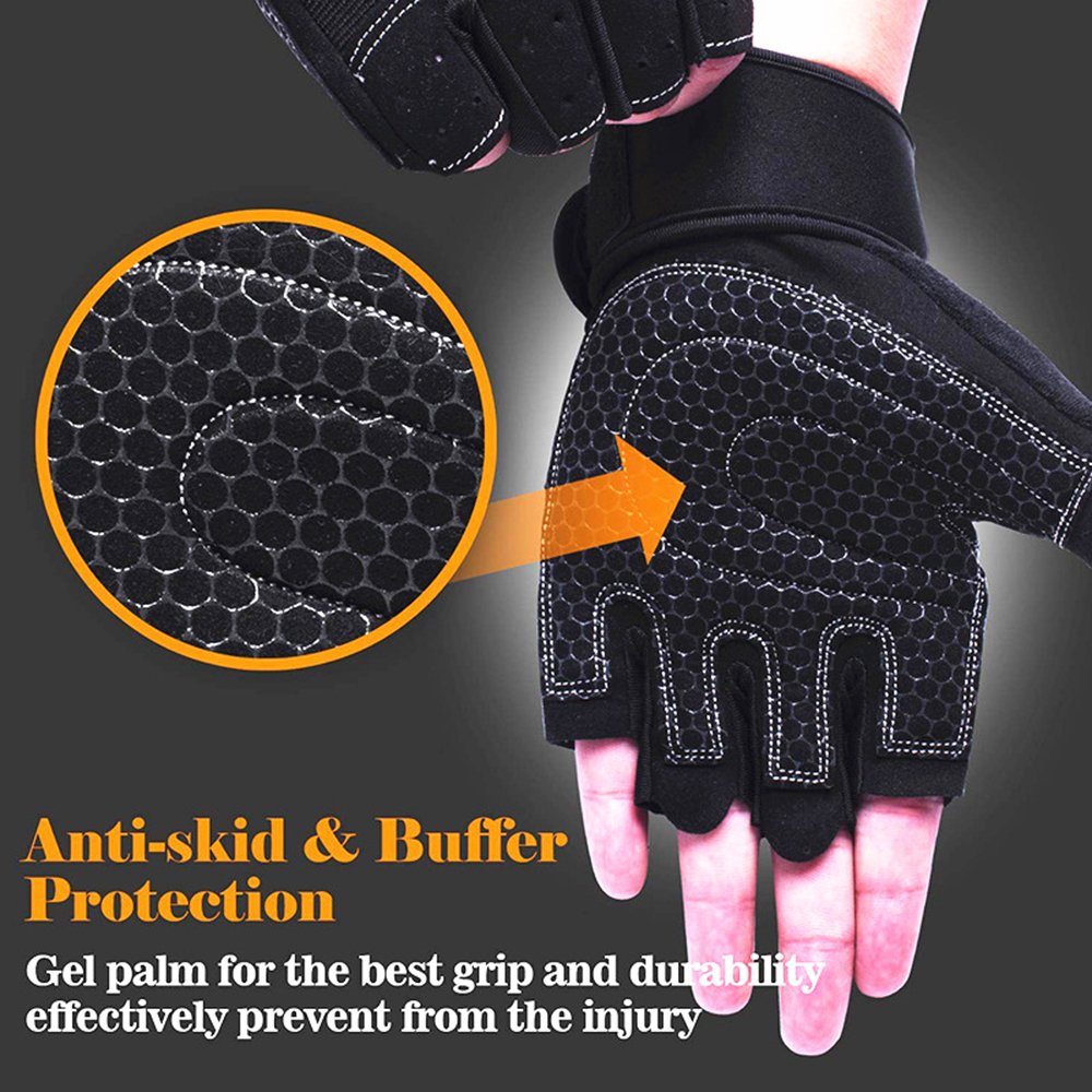 Heavyweight Exercises Half Finger Weight Lifting Gloves Body Building Training Sport Gym Fitness Gloves For Men Women M/L/XL
