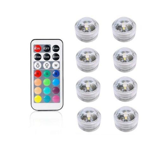 Battery Operated Led Remote Controlled RGB Submersible Lights wireless Underwater Lamp Waterproof vase bowls aquarium decoration: 1Remote 8Light