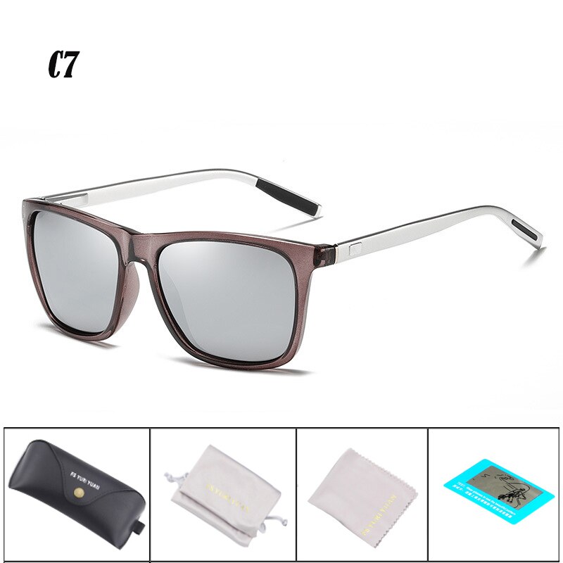 Gafas de sol polarizadas de aluminio y magnesio para hombre, lentes de sol masculinas para pescar, hacer senderismo, acampar, deportes, conducir, 387: C7