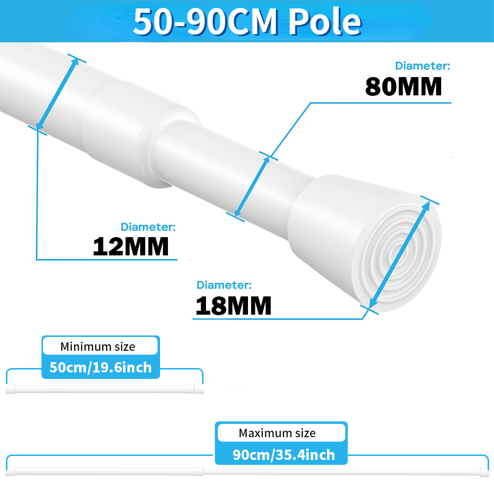 40-190CM Multi Purpose Spring Loaded Extendable Telescopic Curtain Pole Tension Rail Net Voile Pole Net Telescopic Rods Curtain: GRAY