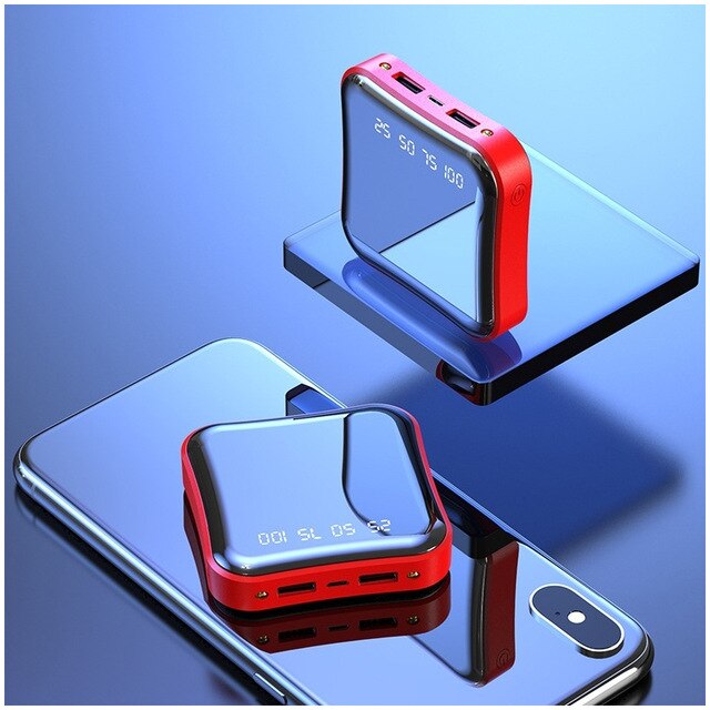 20000mAh Mini Portable Power Bank Full Screen Digital Display Powerbank Fast Charging External Battery for IPhone Xiaomi Samsung: Red