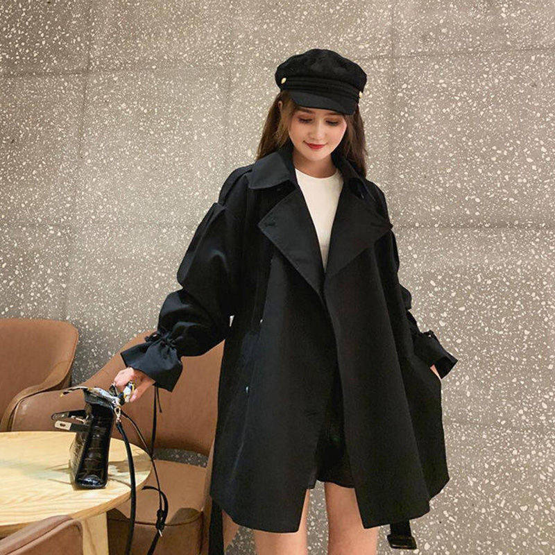 Frauen Graben Mantel Casual Gürtel Khaki Dame Kleidung Herbst Koreanische Revers Oberbekleidung Tops Oversize Windjacke