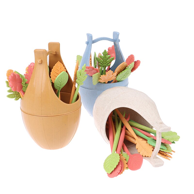 16 sztuk widelec robić owoców owoce wykałaczka obiad deser ciasto wybierać dla dzieci dekoracje na domowe przyjęcie beczki liści