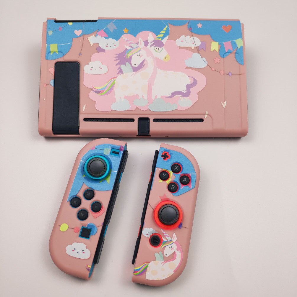 Arco Iris de unicornio piel TPU suave funda protectora para Nintendo Switch NS controlador de alegría-Con protección completa Carcasa Trasera cubierta: I