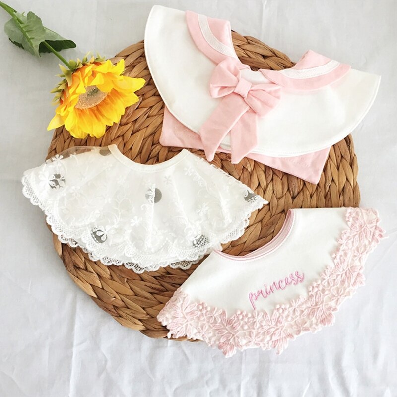 Koreaanse Baby Meisjes Jongen Bib Katoen Schattige Kant Strikje Baby Borstplaat Burp Doek G99C