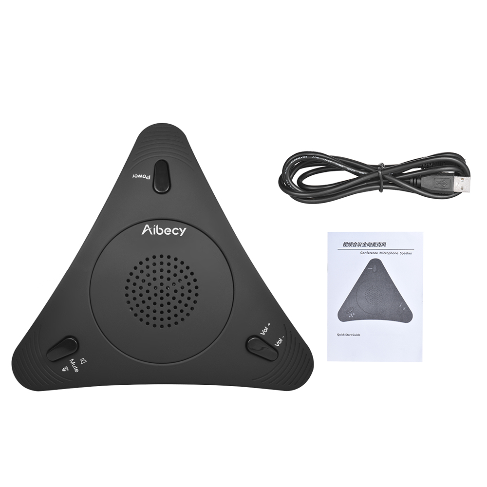 Aibecy USB Desktop Computer Conference Omnidirectional Condenser Microphone Mic Speaker Speakerphone for Business Video Meeting