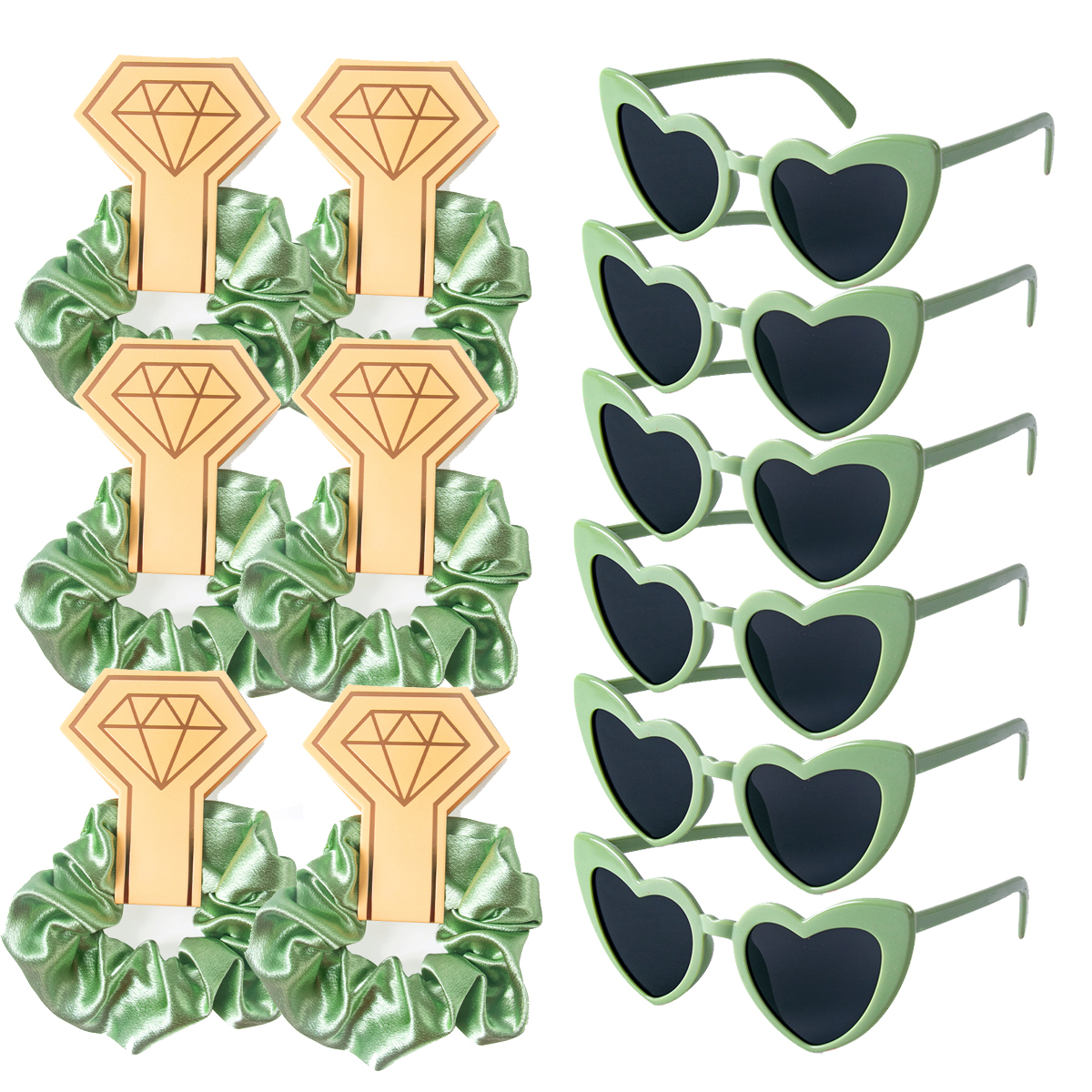 12/6 pezzi regali per damigelle d'onore di nozze cravatte per capelli da damigella d'onore nastri per occhiali da suola a forma di cuore addio al nubilato addio al nubilato bomboniere: Fluorescenza Gialla