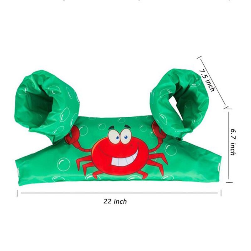 Baby Float Vest Met Arm Bands Verstelbare Gesp Snap Groene Krab Zwembad Zwemvest Zwemmen Safty Jas