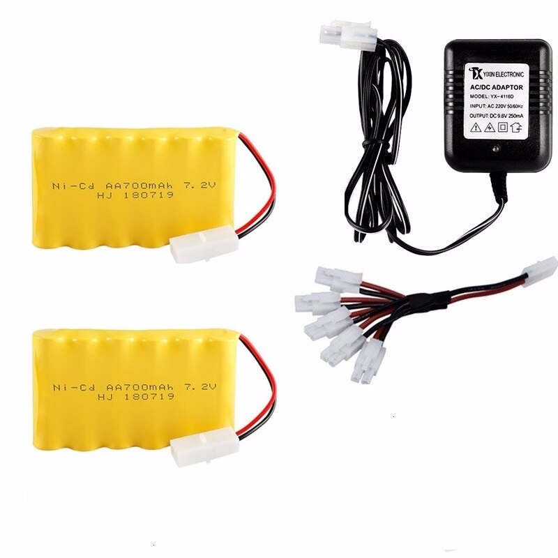 Batería ni-cd 7,2 v 700mah + cargador USB para juguetes Rc, coche, tanque, tren, Robot, barcos, pistolas AA 7,2 v, paquete de batería recargable, (Tamiya): Pinkish Grey