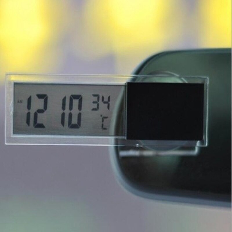 Mini 3 in 1 bil elektrisk ur termometer voltmeter led display digital timer voltmeter interiør elektronisk tilbehør: Urtermometer