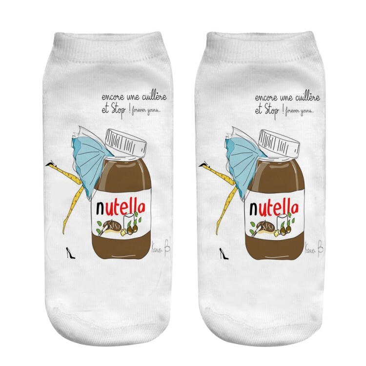 Nutella Pizza Buger Print Casual Stijl Print Type 3D Sokken Mannen Vrouwen Sokken Vrouwelijke Korte Sok: 4