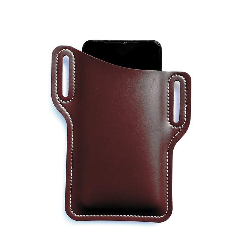 Men Cellphone Loop Holster Case For iPhone 12 11 Pro Max Cover Universal Leather Holster Belt Clip Pouch Phone Bag Purse Wallet: Deep Brown