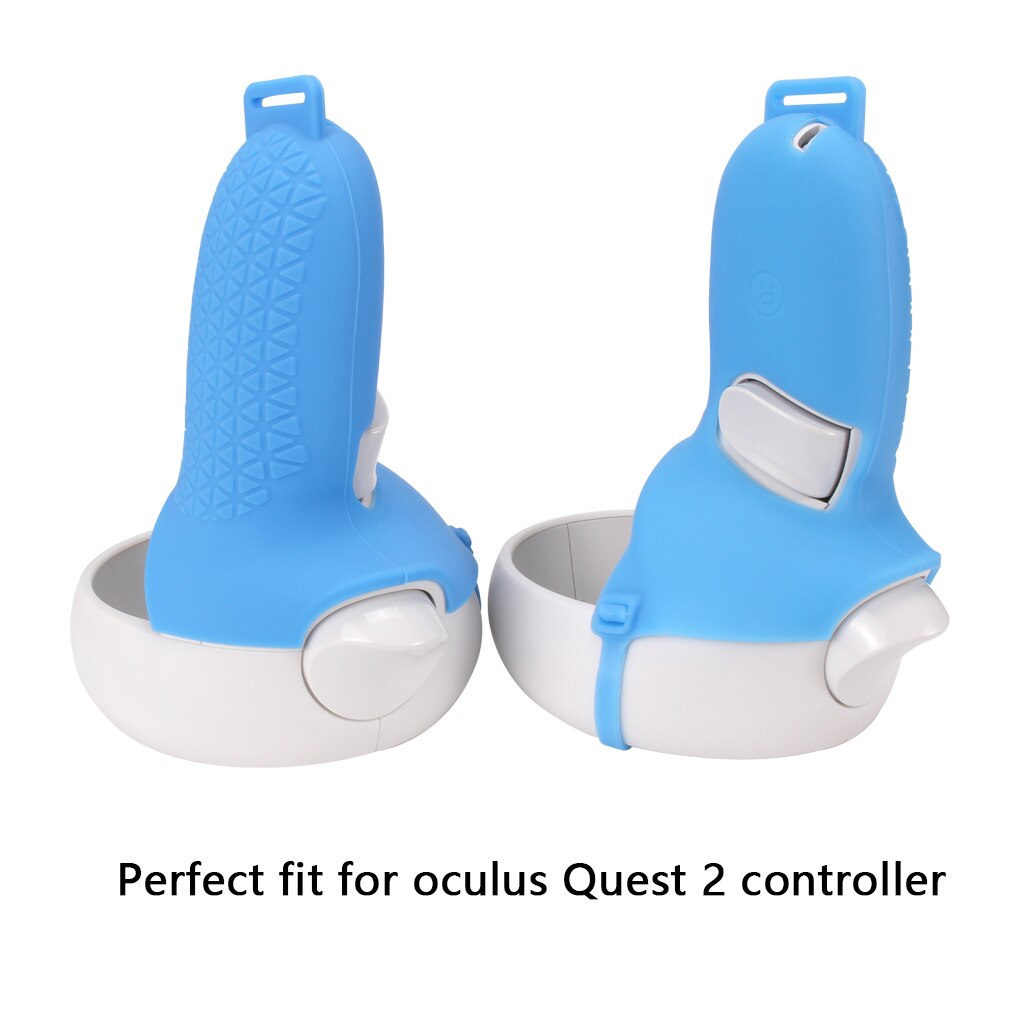 Vr Siliconen Cover Controller Beschermhoes Handvat Grip Covers Voor Oculus Quest 2 Vr Vr Glas Cover Half Controller: Blue