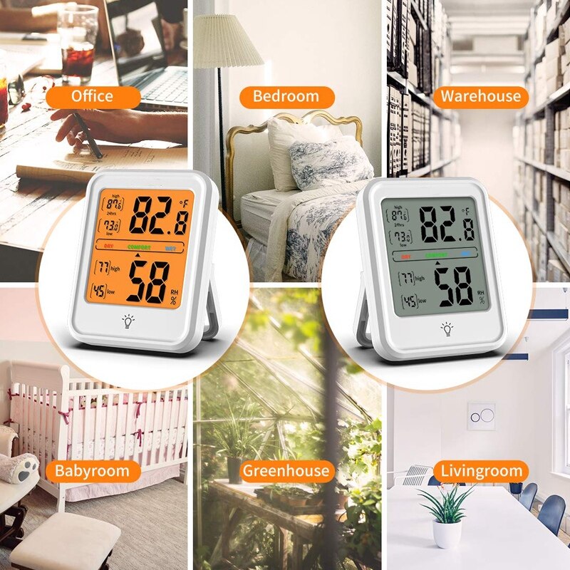 Digital Hygrometer Indoor Thermometer Accurate Temperature Monitor Meter Humidity Gauge with Backlight for Home Office Greenhous