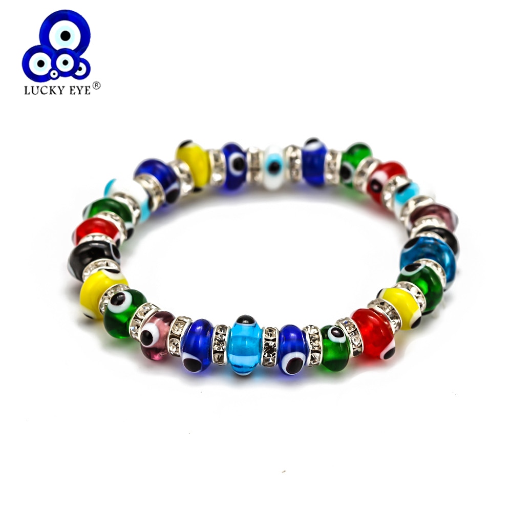 Lucky Eye Multi Color Glass Turkish Evil Eye Beads Bracelet Adjustable Chain Bracelet for Women Female Jewelry BE61