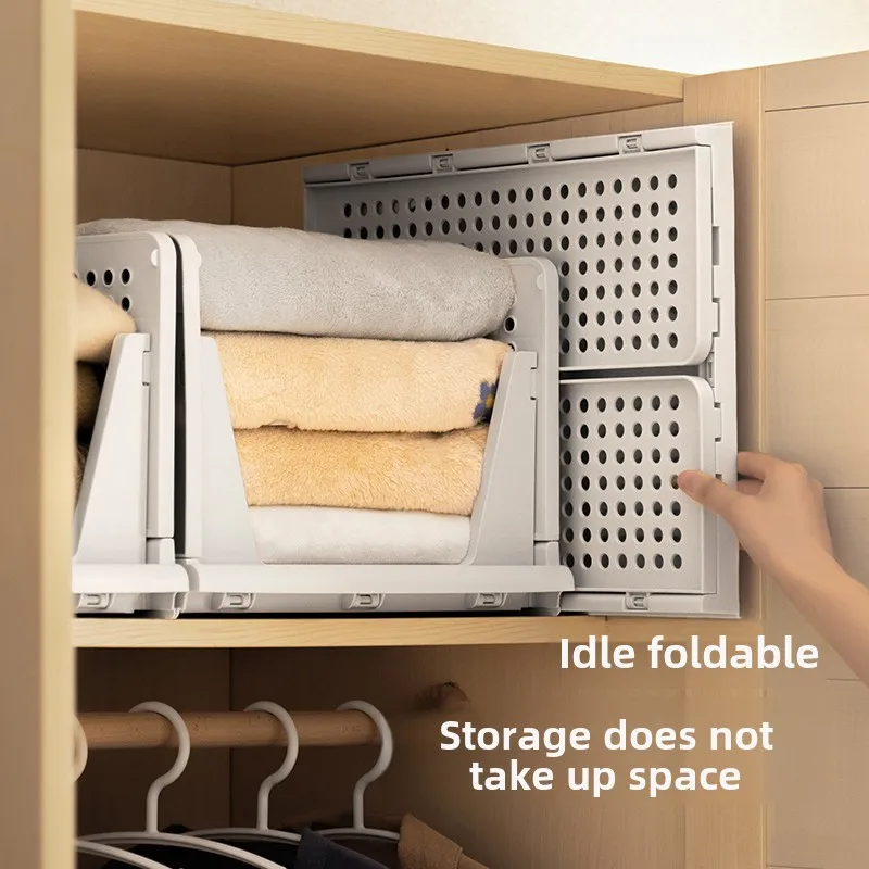 Caja de almacenamiento plegable para armario, organizador de cajones de plástico, cestas de estantes apilables, armario de tela, divisores extraíbles para el hogar y la Oficina, 4 Uds.