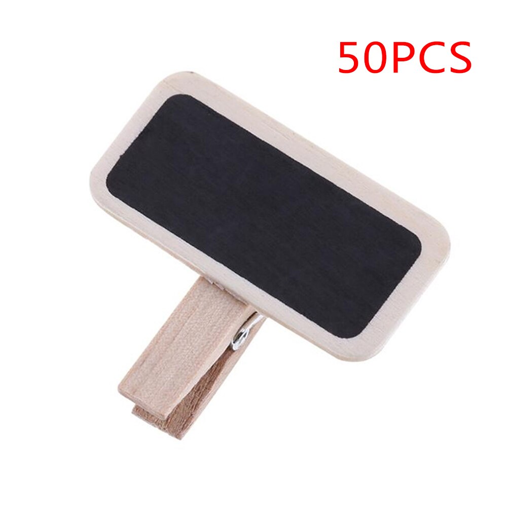 50pcs Mini blackboard wood message slate rectangle clip clip panel card memos label brand price board