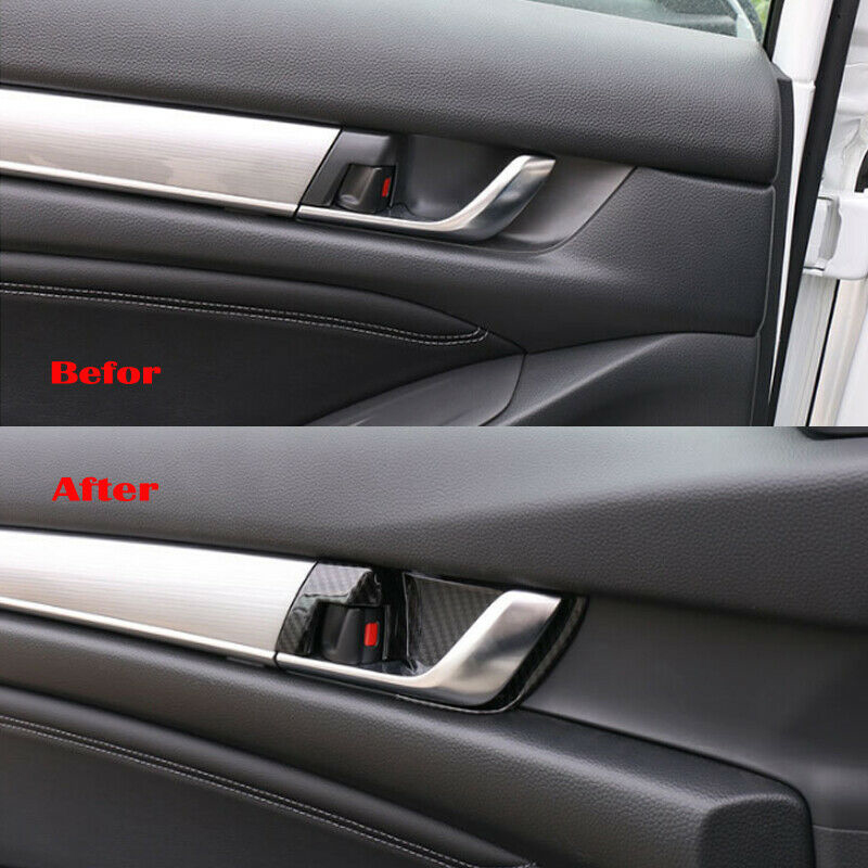 Carbon Fiber Internal Door Handle Bowl Cover Trim for Honda Accord Car Accessories