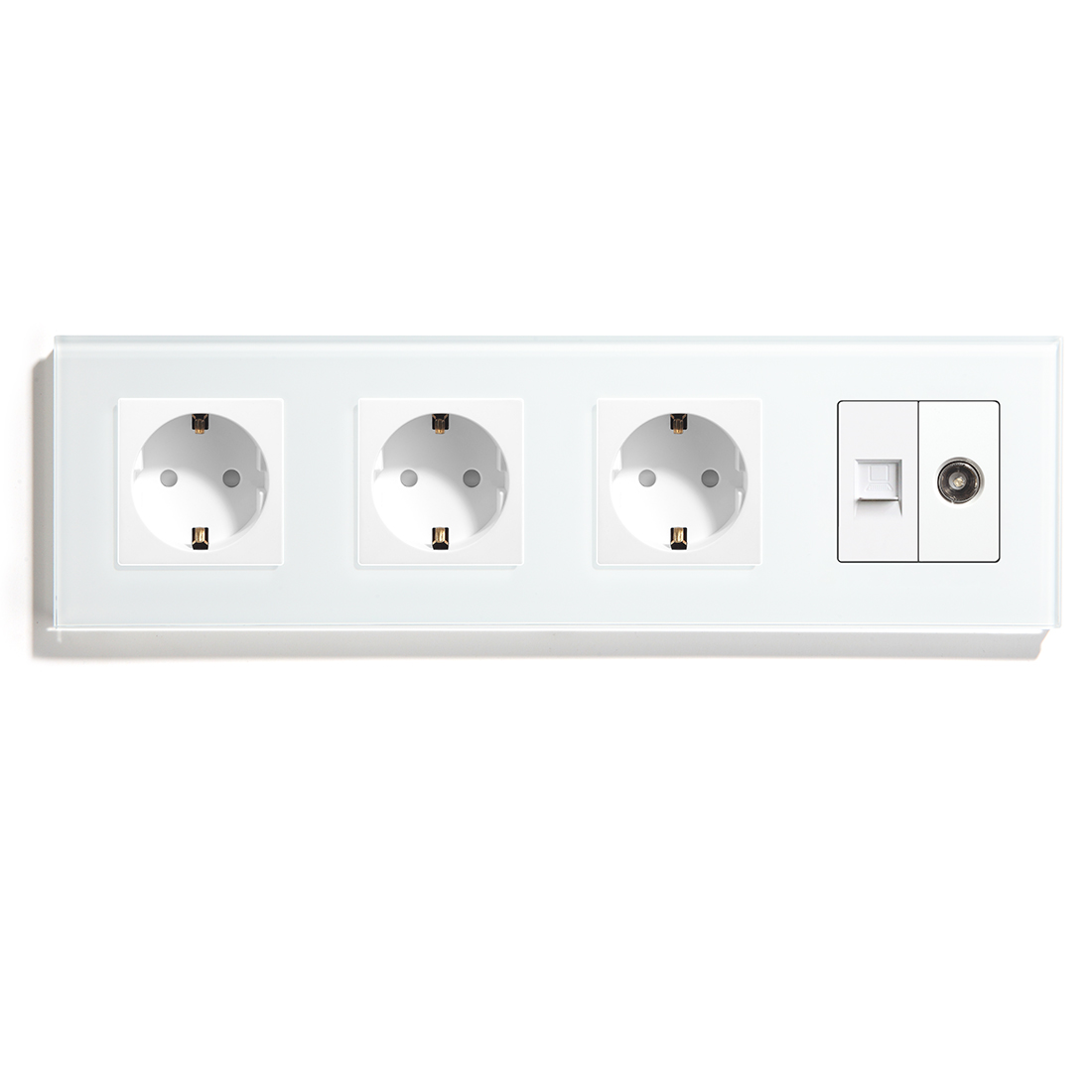 Bingoelec – Triple prise murale Standard ue, panneau en verre blanc noir, pour ordinateur, Internet, Rj45, amélioration de l'habitat: Prise de courant murale