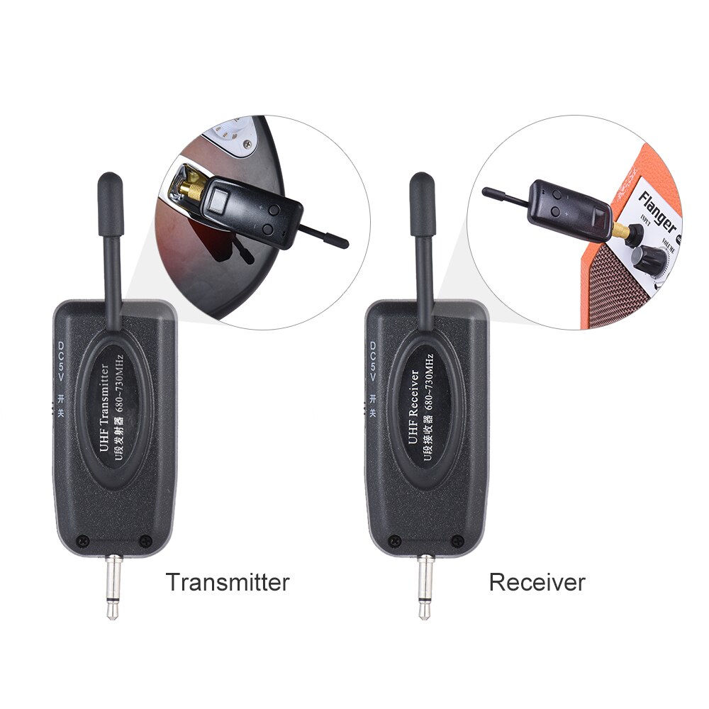 UHF Wireless Audio Digital Transmitter Receiver System for Electric Guitar Bass Violin Musical Instrument Parts Kit