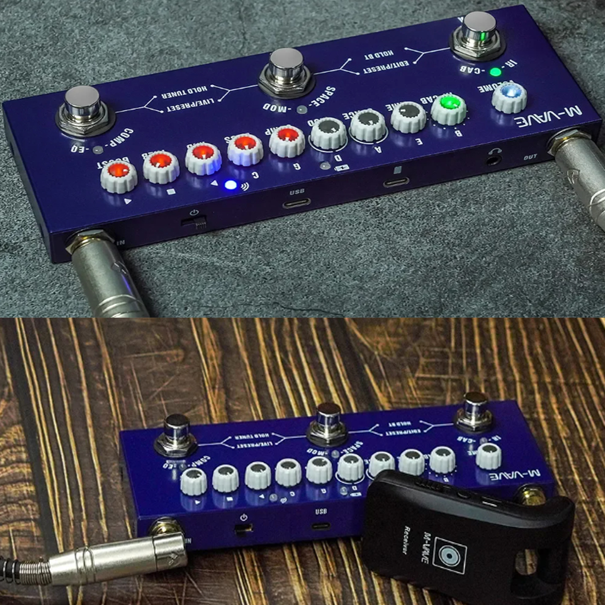 M-vave tank-g/tank-b/cubebaby bas/cubebaby ac/cube baby/tank mini genopladelig multieffektpedal til elektrisk akustisk guitar