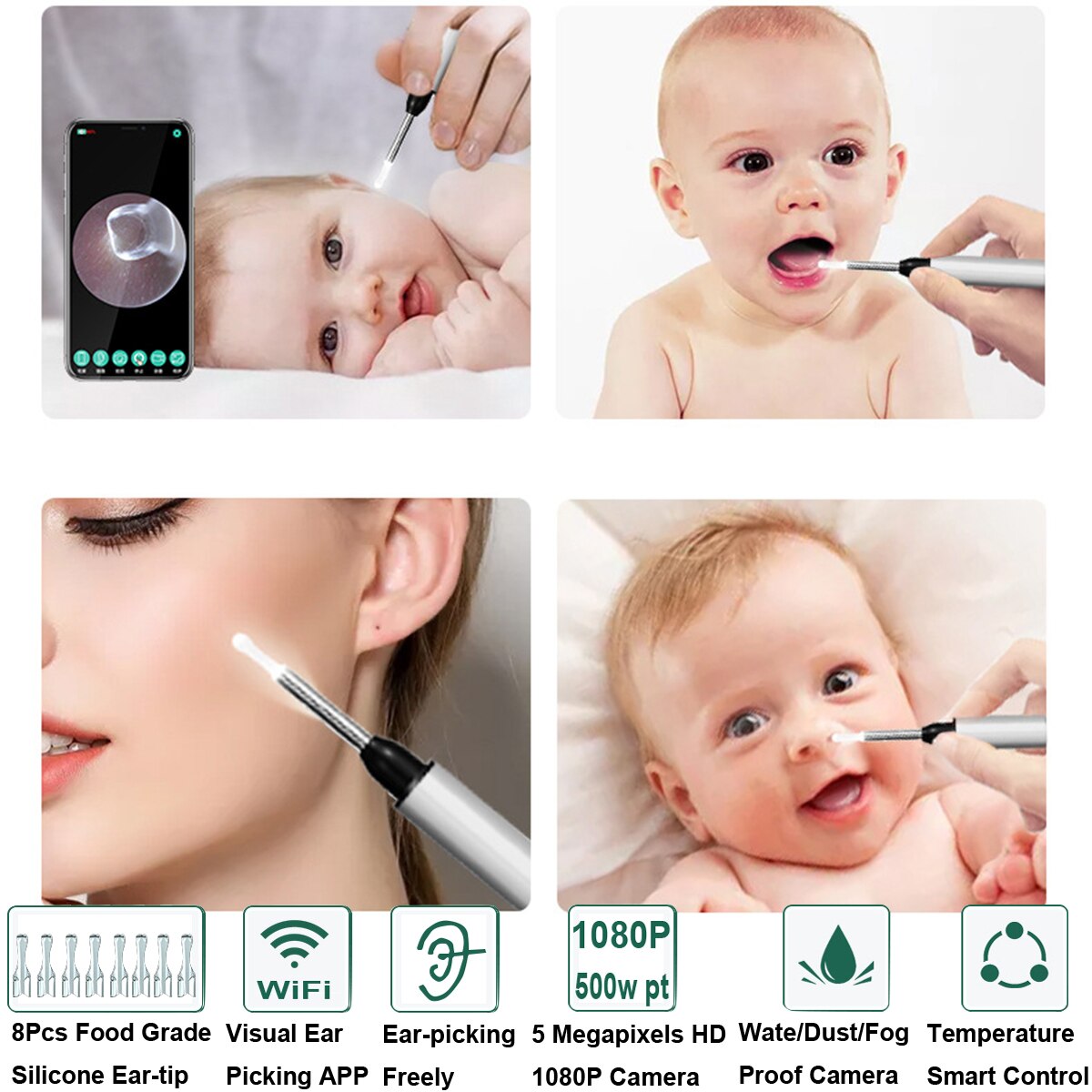 Handheld Smart Visuele Earpick Ear Care Wifi App Oorsmeer Remover Voor Ios/Android Telefoon Multifunctionele Endoscoop Camera Oor-picking
