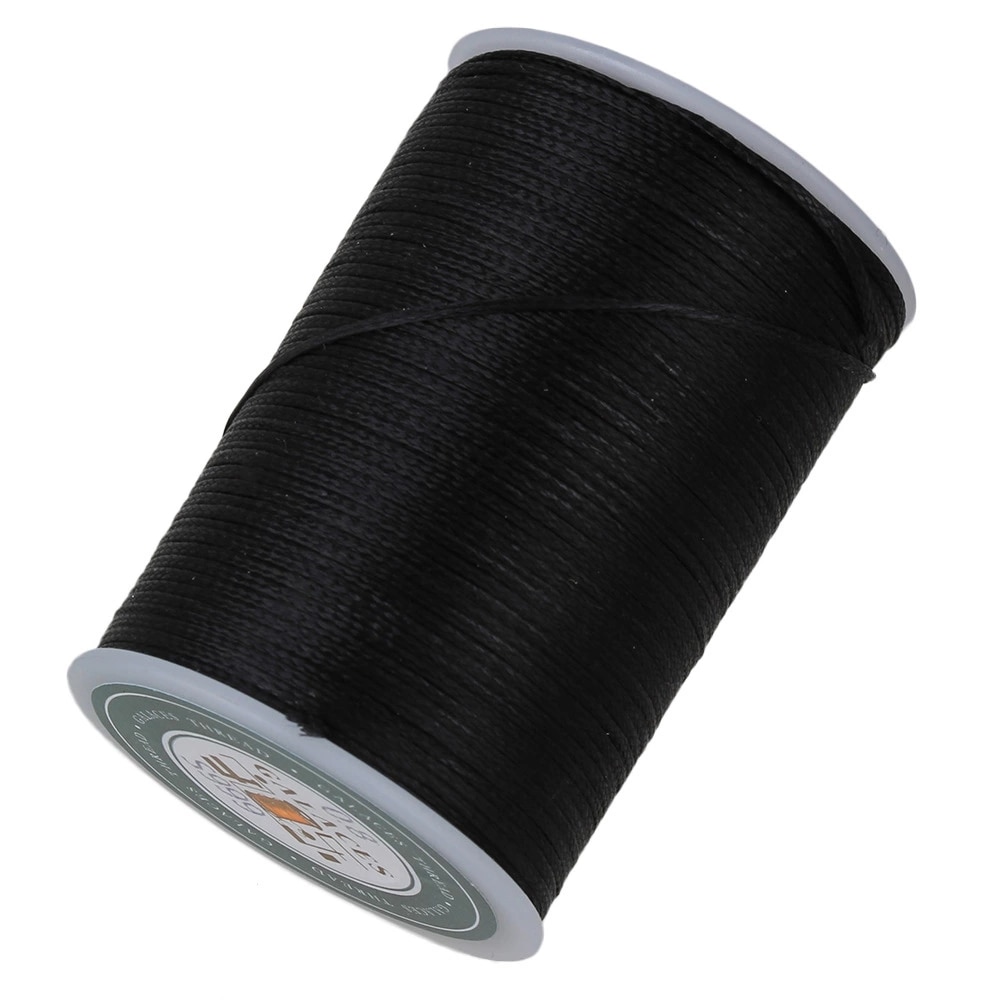 0.8mm sort 3- -lags vokset flad polyestersnor læder sytrådssnor 78m