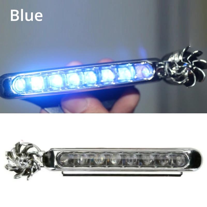 Luz LED alimentada por el viento para coche, luces de circulación DRL externas, faro antiniebla, lámpara de luz diurna automática, energía eólica sin cableado: Azul oscuro