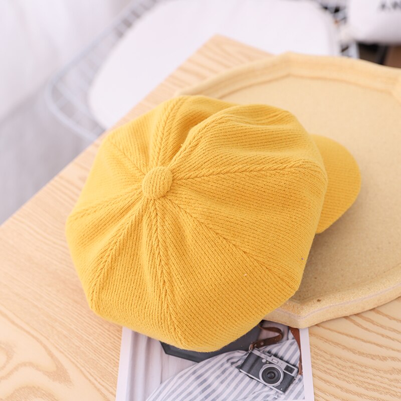 Boina con visera de otoño-invierno para niños y niñas, gorra con visera, gorra con visera, tapa panadera, sombreros octogonales de pintor