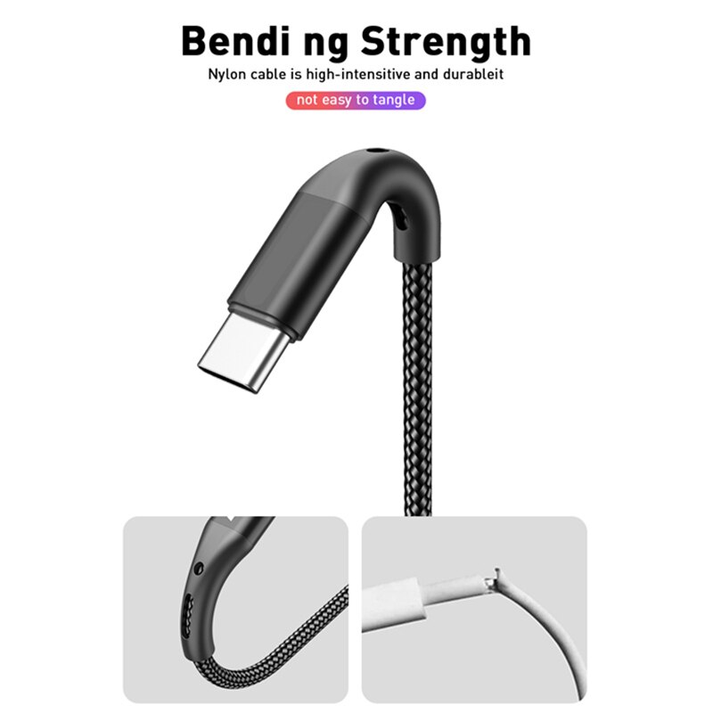 Câble tressé en Nylon USB type-c vers usb-c, 2M/1M, pour recharge rapide, compatible avec Samsung Galaxy Note 20 Ultra 5G 10 9 S20 S10