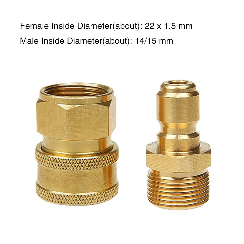 2PCS Coupler Water High Pressure Adapter Replacement Accessories Tool Quick Connector Set Hose Fitting Copper Cleaning Machine