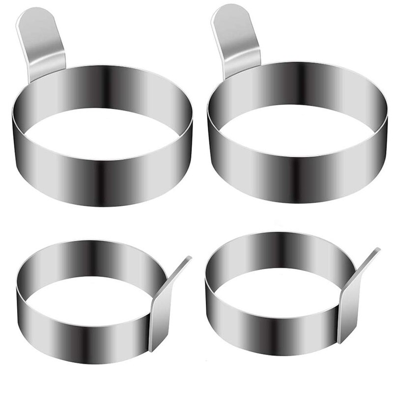 Anillo de huevo, molde de tortilla de acero inoxidable, molde de anillo de tortitas antiadherente para freír huevos, círculos de huevo para plancha (2 tamaños, paquete de 4)