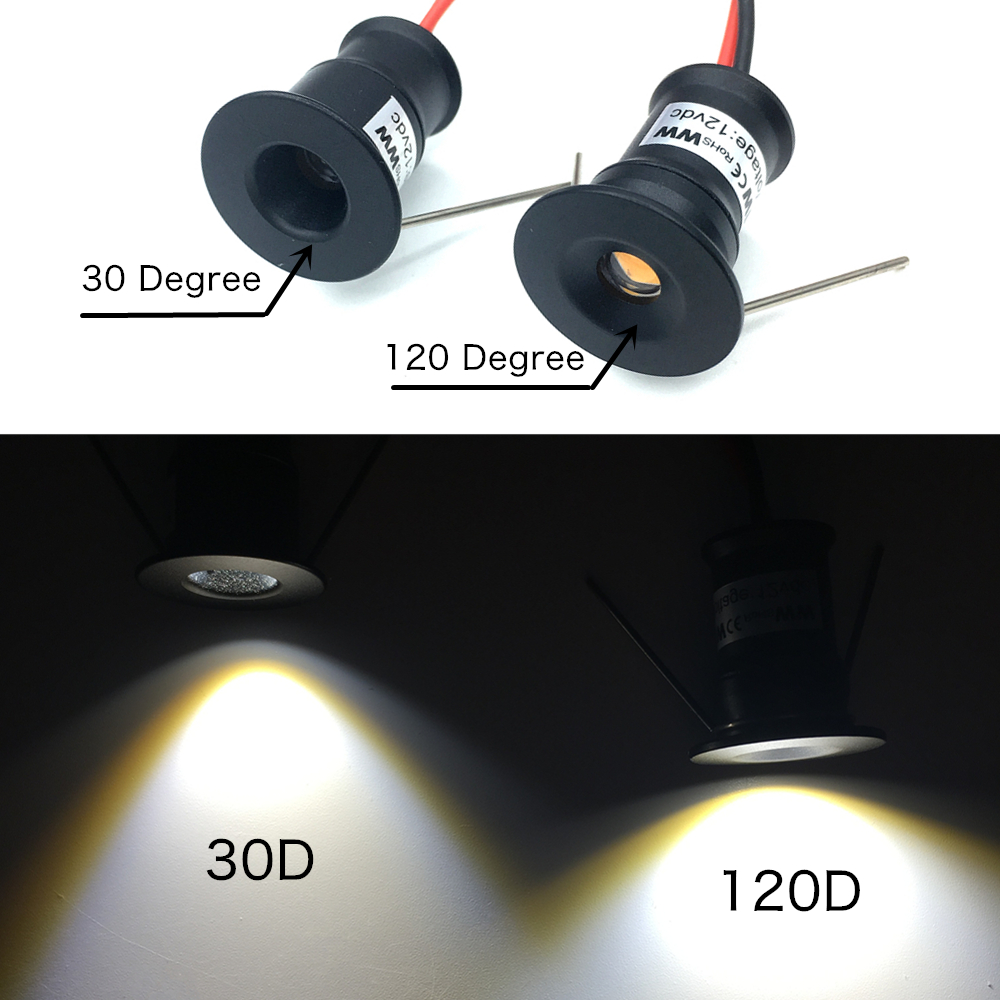 Mini foco de 1W IP65, 15mm, luces LED empotradas, luz empotrable de techo de 12V, lámpara de puntos para armario de escalera con transformador de 110V-220V