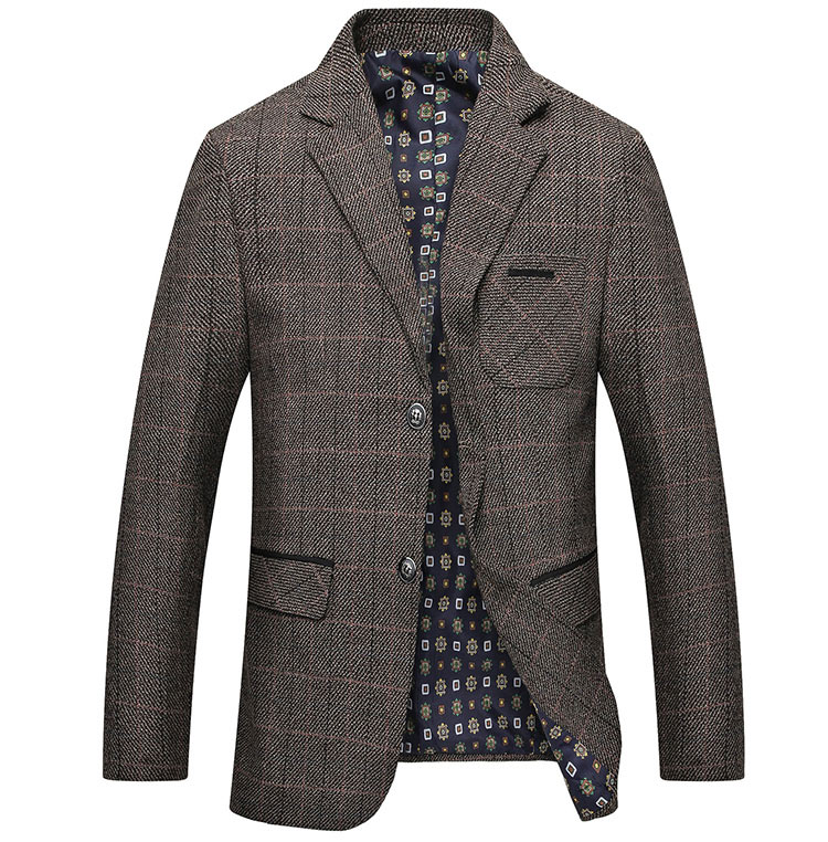 Mwxsd merke herre rutete blazerjakke i ull herre slank passe dressjakke homme uformelt mannlig blazer dressjakke masculino: kaki / Xxl