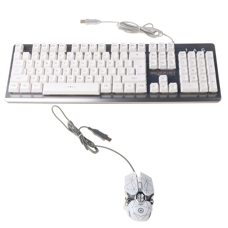 104Keys RGB Aluminum Alloy Gaming Keyboard and RGB Gaming Mouse Set with Mobile Phone Stand Function Key Ten Million Key Life: 3