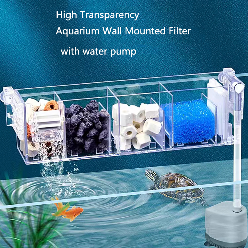 Aquarium Wasserfall Filter Box Wand Montiert Integrierte Stille Zirkulierende Wasser Reiniger Für Aquarium Tank Box Mit Wasser Pumpe