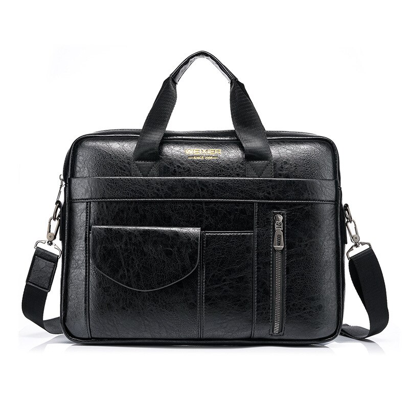 Aktetas Messenger Bag Mannen Handtassen Pu Leer 14 &#39;&#39;Laptop Tas Mannen Crossbody Schoudertas Reizen Messenger tassen: black
