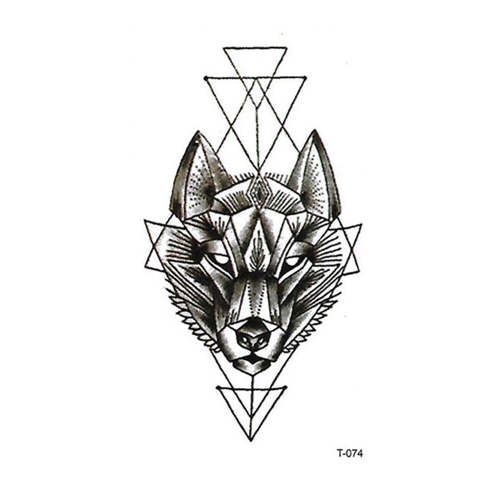 Géométrie losange tatouages temporaire bras Lotus loup hommes tatouage autocollants noir fleur imperméable Tatoos femmes henné pâtes