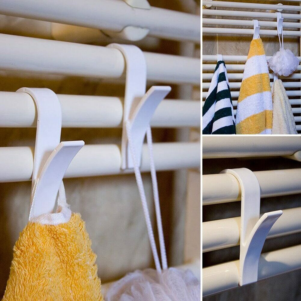 6Pcs Plastic Radiator Rail Hanger Bad Kleding Sjaal Handdoek Kapstok Organizer Voor Verwarmde Handdoek Radiator Rail Bad Haak houder