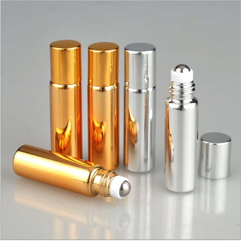 5 ML Metalen Roller Hervulbare Fles Etherische Oliën Roll-on Glazen Parfumflesjes Draagbare Mini parfum fles & Reiziger lege Par